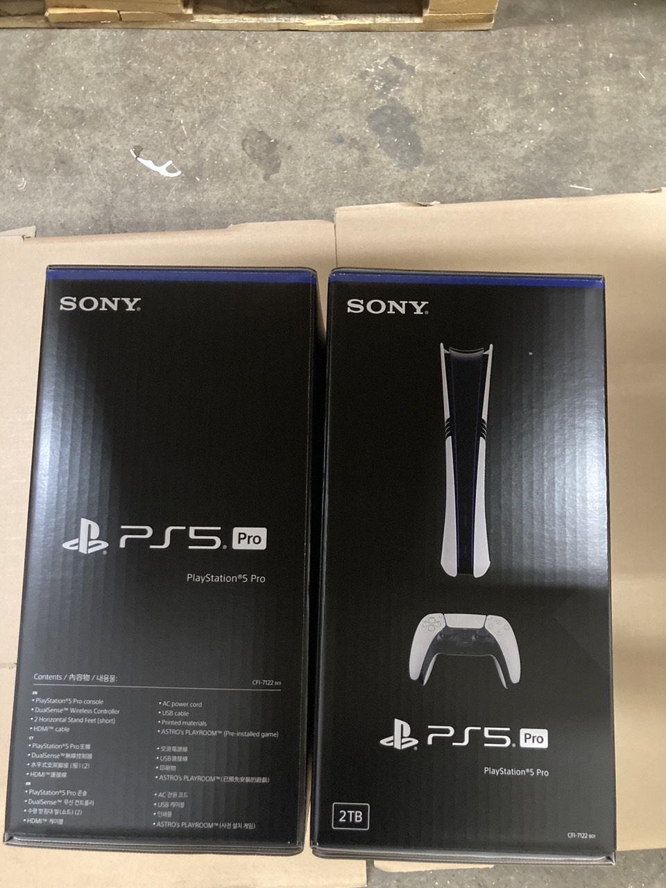 Front and side panels of Sony PlayStation 5 Pro retail packaging